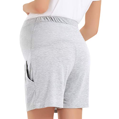 Sweetbump Maternity Pajama Shorts Lounge Pants With Pockets High Waist Sleepwear Comfy Casual Gray L #TOP2