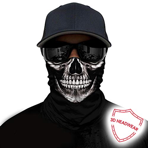 Image of Obacle Skull Face Mask Half for Dust Wind UV Sun Protection Seamless 3D Tube Mask Bandana for Men Women Durable Thin Breathable Skeleton Mask Motorcycle Riding Biker Fishing Cycling Sports Festival