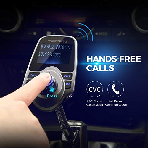 image for VicTsing Bluetooth FM Transmitter, Wireless In-Car Audio Adapter /w US