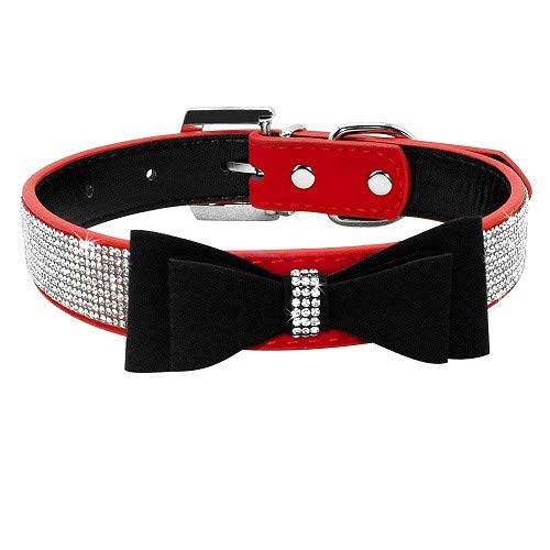 Monaco Rouge avec Noeud Papillon Noir collier chic réglable 30-38 cm