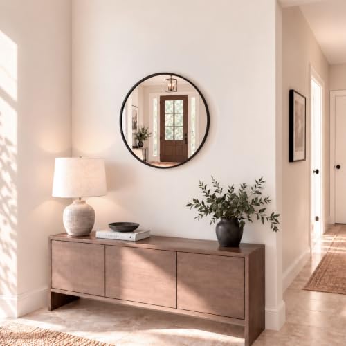 Miniatura 7 de Marctani Espejo Redondo Con Marco De Metal - Espejos Decorativos De Pared Elegante Y Moderno - Espejo Entrada Recibidor - Ideal Para Decoracion De Baño, Salon Y Entraditas Recibidores