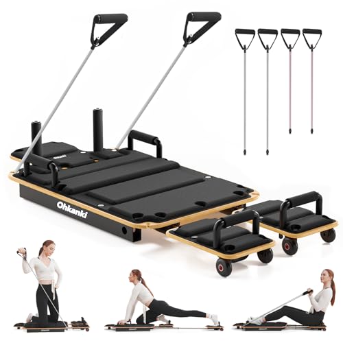 Pilates Reformer Board for Home Workout, 5-in-1 Pilates Equipment , Maple Wood Deck & High-Strength...