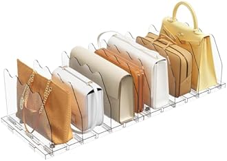 SPACEKEEPER Adjustable Shelf Divider for Closet, Clear Purse Organizers for Closet Acrylic Handbag Separators Storage Organizer Bookshelf Separator Dividers in Bedroom, Office