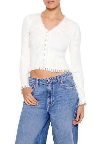 Forever 21 Women's Frayed Cardigan Sweater