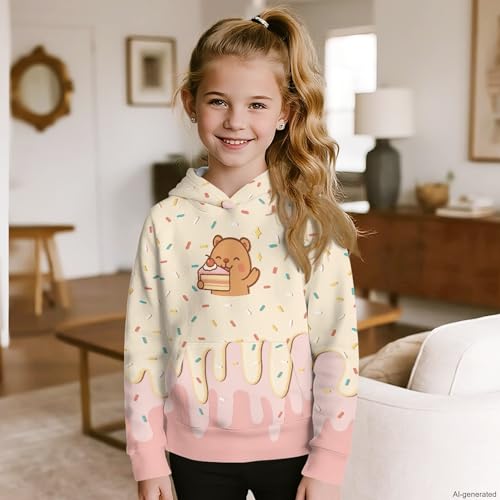 Image of Coloranimal Unisex Girls and Boys Long Sleeve Hoodies Hoody Athletic Pullover Sweatshirts Tops Age 6-16year