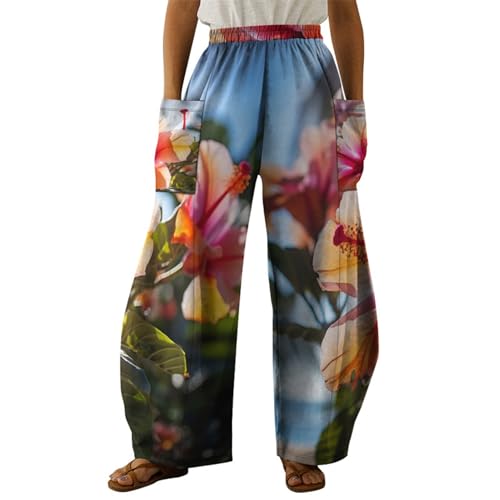 Sipumia Women's Loose Floral Harem Pants, Hippie Palazzo Pants Boho
