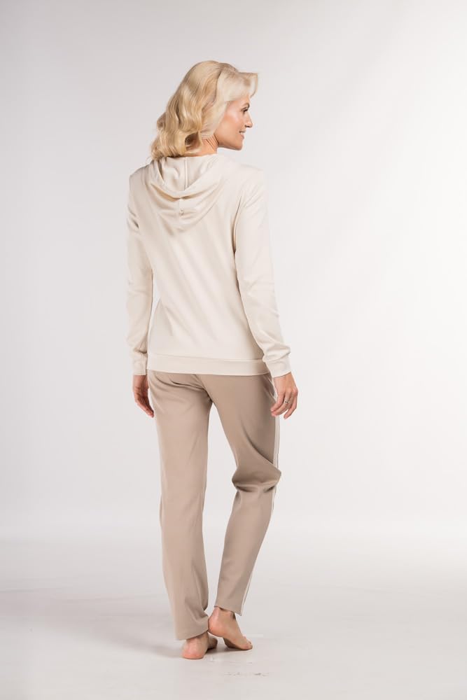 Consult-Tex Leichter, bequemer Damen Freizeitanzug Hausanzug, Jogginganzug aus weicher Baumwolle Misch-Qualität. Mit Reißverschluß, Kapuze, sowie Einschubtaschen. für Winter wie Sommer.