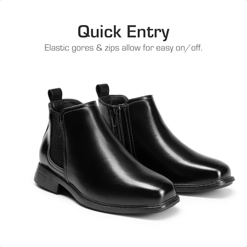 Dream Pairs Boys Chelsea Boots Side Zipper Classic Dress Boots For Kids,Size 4 Big Kid,Black,Sdbb2401K thumb #1