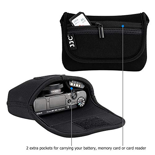 JJC Neoprene Compact Camera Case Pouch with Wrist Strap for Ricoh GR IV IIIx III II for Sony Z-V1 RX100 III IV V VA VI VII for Canon G7X Mark III II SX720 for Olympus TG-5 TG-4 TG-3 Fuji XF10 (Black) - Image 4