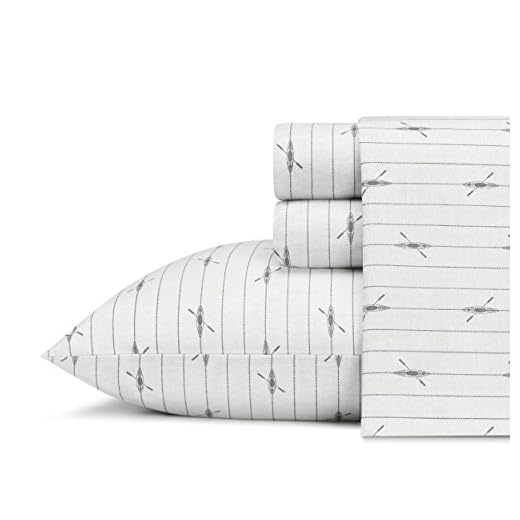 Eddie Bauer - Twin Sheets, Cotton Percale Bedding Set, Crisp & Cool Home Decor, Dorm Room Essentials (Downstream, Twin)