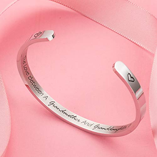 The Love Between a Grandmother And Granddaughter Is Forever Grandmother Quote Cuff Bracelet Christmas Gifts Wedding Jewelry (Bangle - Grandmother & Granddaughter)3