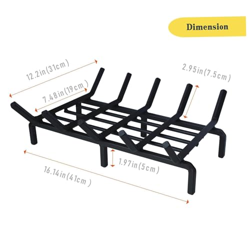 Grille de cheminée en fer de 40,6 cm : le support robuste pour vos feux de maison - 4