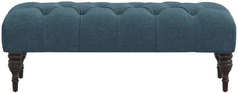 Storage Zeno Ottoman with Hidden Compartment, Rectangular 2 Seater Ottoman, Living Room Furniture, Storage Ottomans for Office, Bedroom, Living Room (Ivory) (Navy Blue)