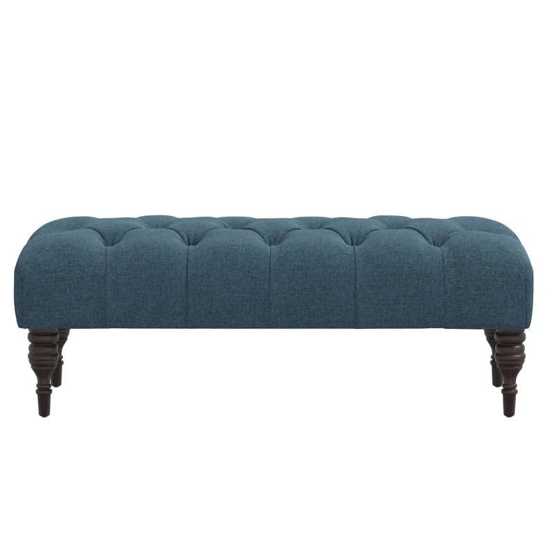 Homevibes Storage Zeno Ottoman with Hidden Compartment, Rectangular 2 Seater Ottoman, Living Room Furniture, Storage Ottomans for Office, Bedroom, Living Room (Ivory) (Navy Blue)