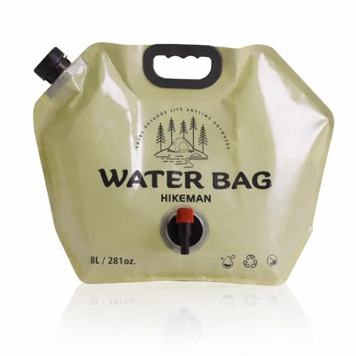HIKEMAN 8L Collapsible Water Bag with Spigot & Handle – BPA-Free Portable Camping Water Container