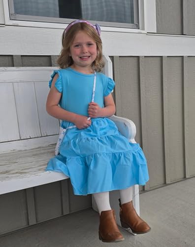 LQSZ Girls Summer Dresses with Ruffle Short Sleeve Midi Casual A-Line Twirly School Sundress Size 3-12 Years4