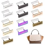 TXIN 12 Pieces Handmade Metal Labels with Shim Rectangle Alloy Tags Hand Made Printed Signs Label for DIY Crafts Sewing Items Purses Bags Shoes