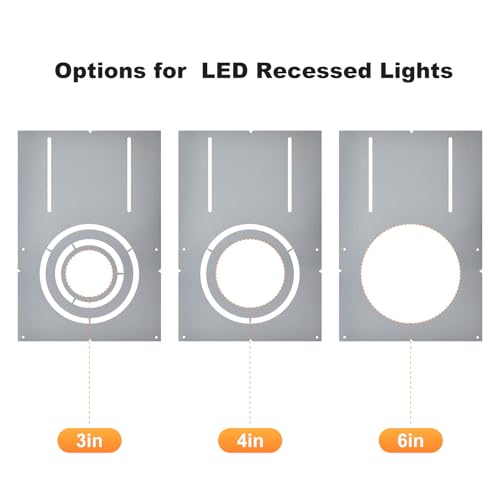 Lámpara de techo y placa de luz LED empotrada de 3-4-6 pulgadas, soporte galvanizado de 13 x 9 4