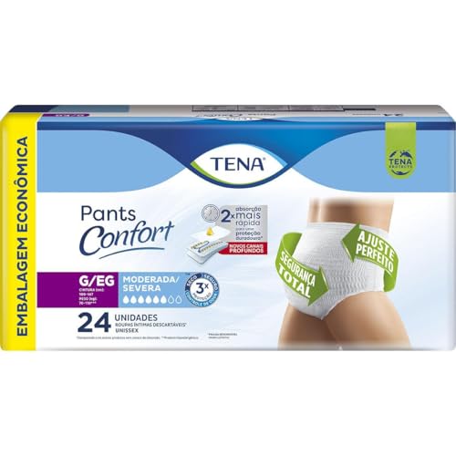 Tena Pants Confort, Roupa Íntima para Incontinência Urinária, G/EG – 24 unidades