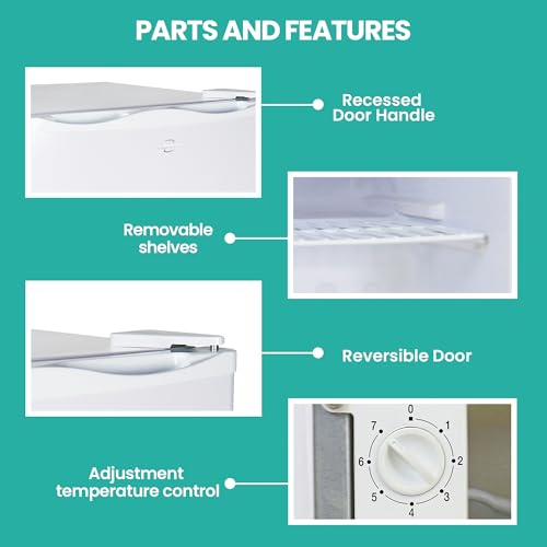 Image of Koolatron Mini Upright Freezer 1.2 cu ft (34L) White, Manual Defrost, Space-Saving Flat Back, Reversible Door, Wire Shelf, for Apartment, Condo, Office, RV, Cabin, Dorm Room, Home Bar