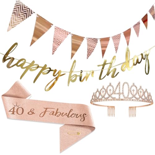 Realizzato su misura per festeggiare il quarantesimo compleanno: questo set include striscioni stampati in lamina, fasce glitterate e una corona con numeri tempestata di diamanti, fornendo una soluzione completa sia per le decorazioni della festa che per l'abbigliamento della star, massimizzando l'atmosfera festosa e il senso di solennità.