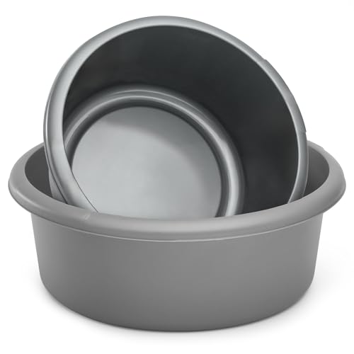 besto Washing Up Bowl for Sink | Set of 2 (4 & 8 Liter) Round Kitchen Sink Bowls | Grey Wash Up Basin Bowl for Kitchen Sinks