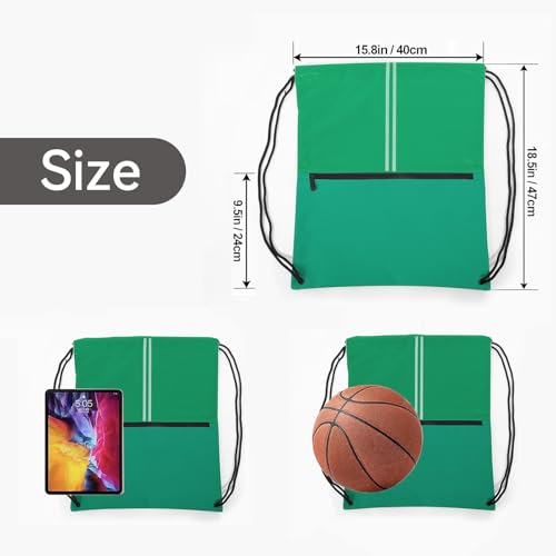 Image of Drawstring Backpack Large Sports Draw String Bag for Women and Men (Green)