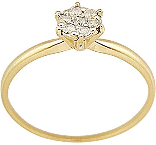 VP Jewels 18K Solid Gold 0.07ct Genuine Diamonds Solitaire Ring - 6.5 Us