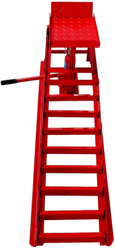 2PCS Auto Car Truck Service Ramps Lifts,10000lbs(5T) Garage Car Lift Hydraulic Vehicle Ramps,Portable Car Ramps for Oil Changes High Lift,Lift Repair Frame Lift Height Adjust 9.8"-15" (Red)
