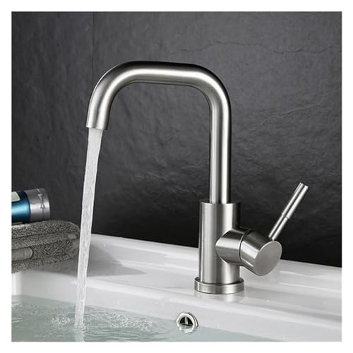 Robinet de salle de bains rotatif en acier inoxydable avec mitigeur de lavabo design