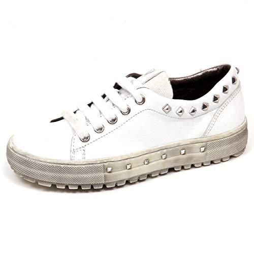 Baskets blanches fille Naturino E8650 à clous effet vintage look rock