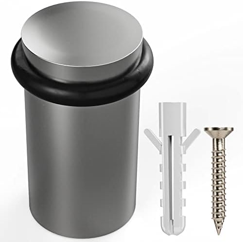 NYCO - Floor Door Stopper Chrome Door Stop - Classy Solid Steel Modern Heavy Duty Door Stoppers - Floor Mount Anchor Screw - Wall Protector for Commercial Door (2 Inch Satin Chrome Finish)