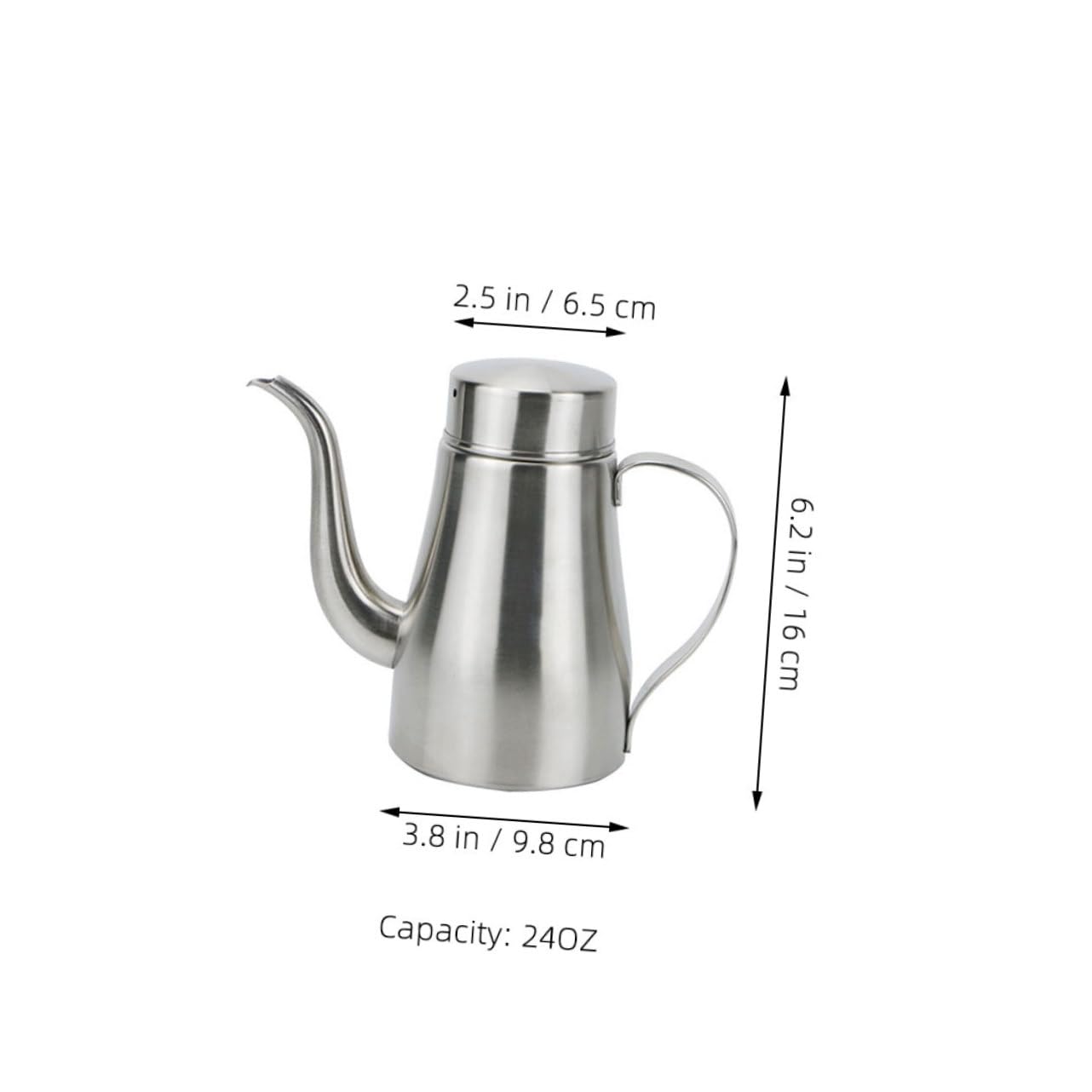 Oliera in Acciaio Inox 24oz, Argento, Beccuccio Antigoccia e Versamento Facile, per Olio da Cucina e Condimenti in Cucina