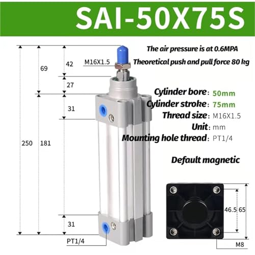 Vérin pneumatique SAI50 à double effet avec amortissement fluide réglable - 3
