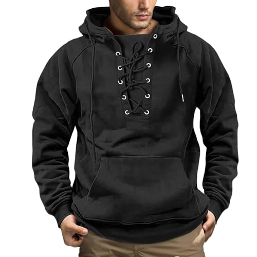 Mens Hoodies Distressed Tactical Hoodies Cargo Tactical Sweatshirt Retro Lace Up Hooded Pullover Fleece Sports Jacket4