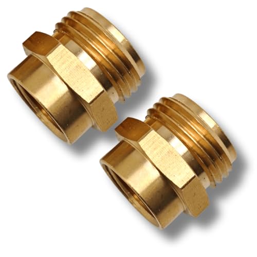 SARANICE 1/2 NPT Female to 3/4 GHT Male Garden Hose Adapter Female to Male Hose Connector No Leak Brass Ght to Npt Adapter Suitable for Garden Hoses Water Hoses Outdoor Pipes(2 Pack)