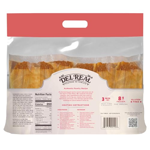 Del Real Foods Pork Tamales – Authentic Hand-Wrapped Corn Masa Tamales with Red Sauce, Fully Cooked & Ready to Eat, Heat & Serve in 60–75 Seconds | 6 Count, 24 oz, Refrigerated - Image 3