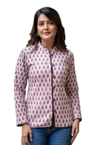 Image of Reversible Jacket for Women | Double Sided Quilted Jacket | Reversible Winter Jacket for Women | Stylish Ethnic Printed Jacket | Warm & Comfortable Casual Outerwear