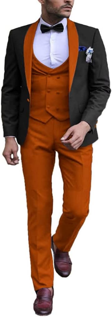 3Pcs Elegant Shawl Lapel Groom Tuxedo for Party Mens Suit