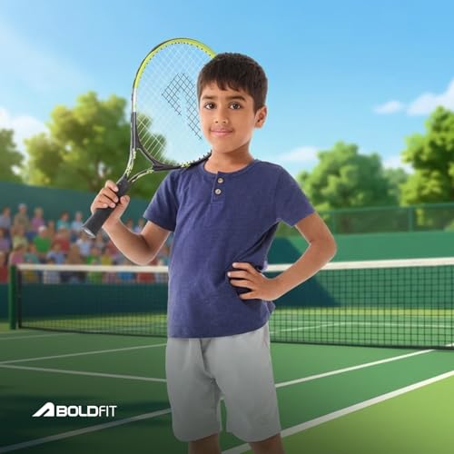 Image of Boldfit Tennis Racket, Aluminium Lawn Tennis Racquet for Adults & Kids, Lightweight, Durable & Beginner Tennis Gear for Children with Protective Cover, Ideal for Outdoor Play & Training
