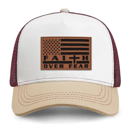 Image of Jesus Hat Christian Gifts for Men American Flag Hats Faith Over Fear Hat Fathers Day Christmas Birthday Gifts for Friend