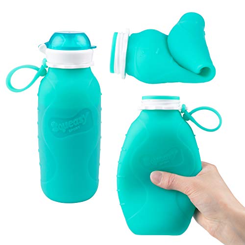 image for Aqua 16 oz Squeasy Snacker Spill Proof Silicone Reusable Food Pouch - 