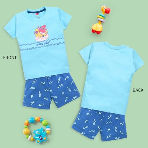 Image of LuvLap Baby Boys Regular Fit 100% Cotton Half Sleeves Boys T-Shirts and & Shorts Set Pack of 3