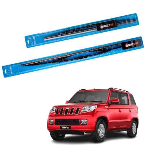 Image of Windshield Car Wiper Blades Metal Frame Water Repellant Cleaning Wiper Blades Refills Best for Mahindra Tuv 300 (2015 Onwards) Dr 20 inch /Pa 19 inch