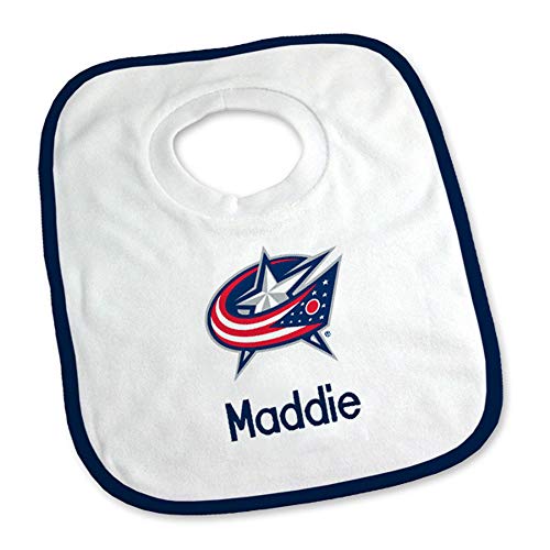 Designs By Chad and Jake Columbus Blue Jackets Infant Personalized Bib (White)