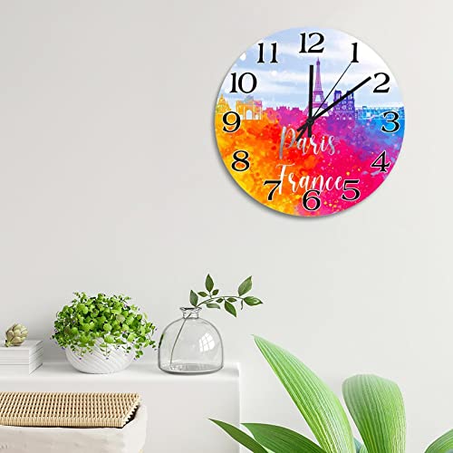 Horloge murale à suspendre Paris aquarelle idée cadeau maison - 5