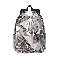 WOmeng Glitter Abstract Diamond Crystal Pattern Print Convenience Backpack Lightweight Functional School Bookbag Girls Boys Travel Hiking