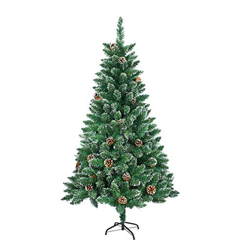 SAILUN 180 cm Arbre de Noël Artificiel Sapin, Vert Nature matériau PVC avec Pied en métal (180 cm, PVC Vert avec Effet de Neige et l'échinacée)