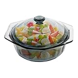 TIPTAP Mini Casserole Dish, Baking Dish with Lid, Oven Safe, Microwave Safe, Fridge Safe, Round Glass Cookware with Handles, Bowls for Kitchen（33.08oz/1L）