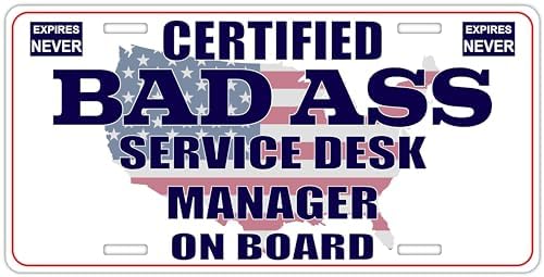 Certified Badass Service Desk Manager On Board | Funny Personalized Career Gag Gift Idea Novelty Metal License Plate Tag image 2